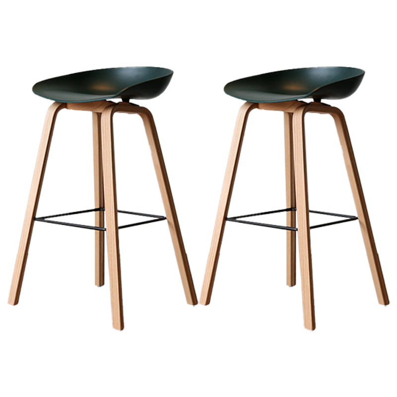 Scandinavia Style Bar Stool Wooden Legs PP Bucket Seat for Counter Bar Navy Natural 2 Piece Set Clearhalo 'Bar Furniture' 'Bar Stools' 'bar_stools' 'furn' 'furn_bar_stools' 'furniture_bar_stools' 'Kitchen & Dining Furniture' 'kitchen&dining_furn' 'kitchen' 'kitchen_furn' Furniture' 4571070
