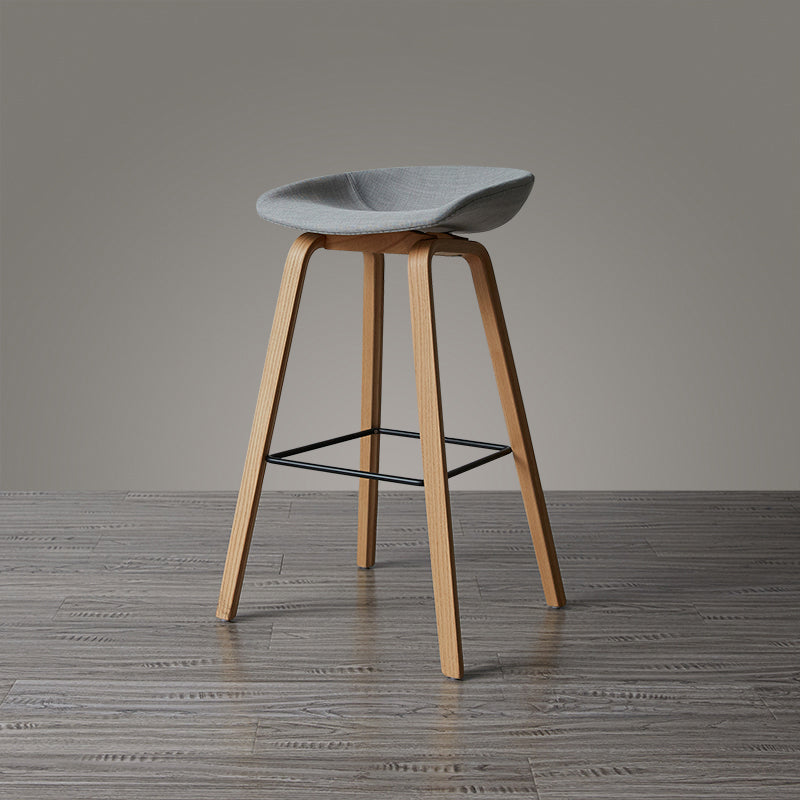 Scandinavia Style Bar Stool Wooden Legs PP Bucket Seat for Counter Bar Light Gray Natural 1 Piece Clearhalo 'Bar Furniture' 'Bar Stools' 'bar_stools' 'furn' 'furn_bar_stools' 'furniture_bar_stools' 'Kitchen & Dining Furniture' 'kitchen&dining_furn' 'kitchen' 'kitchen_furn' Furniture' 4571075