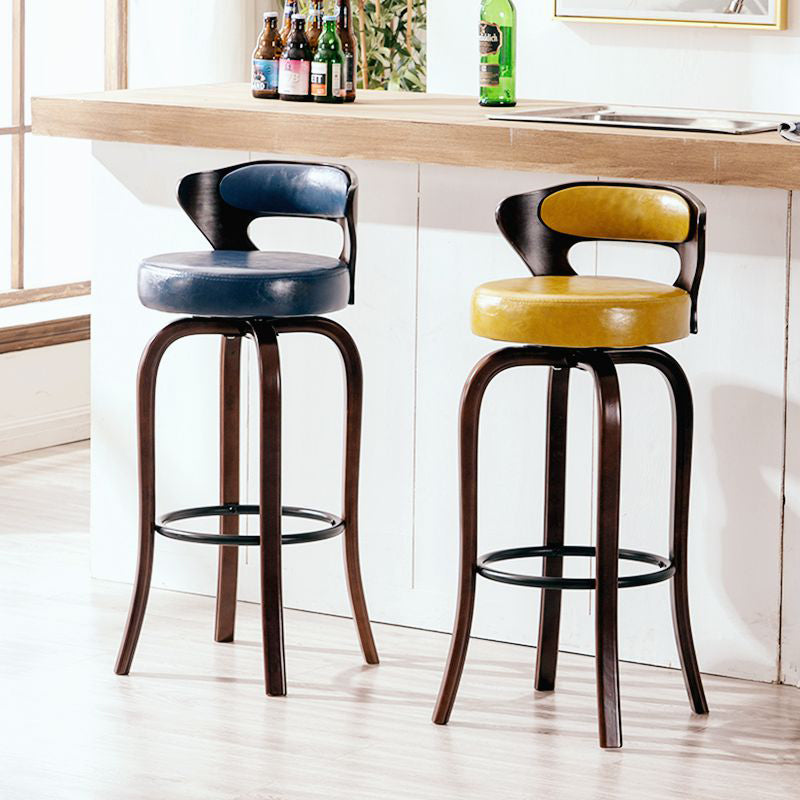 Modern Armless Backrest Counter Stool Wood Kitchen Bar Stool with Pedal and Cushion Clearhalo 'Bar Furniture' 'Bar Stools' 'bar_stools' 'furn' 'furn_bar_stools' 'furniture_bar_stools' 'Kitchen & Dining Furniture' 'kitchen&dining_furn' 'kitchen' 'kitchen_furn' Furniture' 4571081