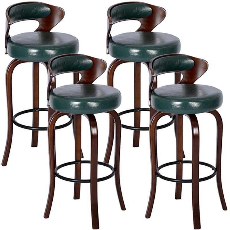 Modern Armless Backrest Counter Stool Wood Kitchen Bar Stool with Pedal and Cushion Blackish Green Brown 4 Piece Set Clearhalo 'Bar Furniture' 'Bar Stools' 'bar_stools' 'furn' 'furn_bar_stools' 'furniture_bar_stools' 'Kitchen & Dining Furniture' 'kitchen&dining_furn' 'kitchen' 'kitchen_furn' Furniture' 4571082
