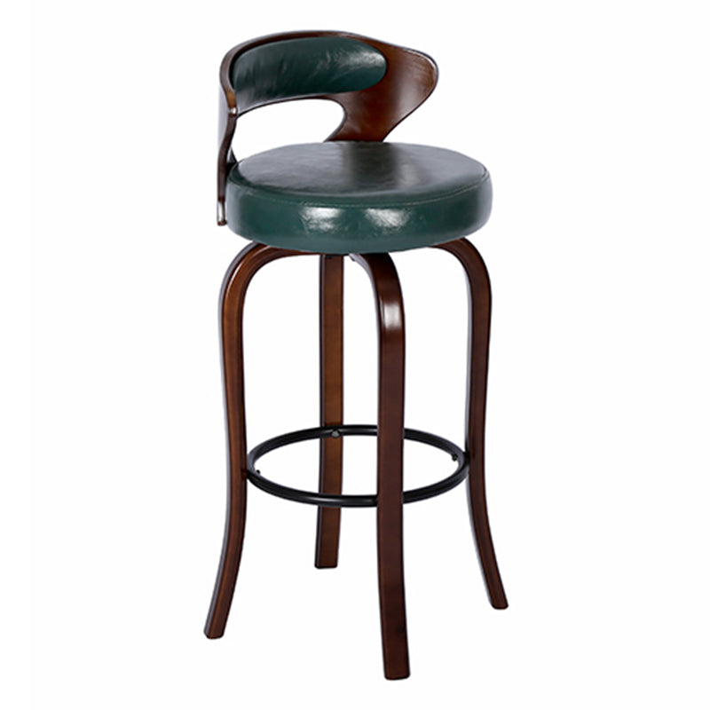 Modern Armless Backrest Counter Stool Wood Kitchen Bar Stool with Pedal and Cushion Blackish Green Brown 1 Piece Clearhalo 'Bar Furniture' 'Bar Stools' 'bar_stools' 'furn' 'furn_bar_stools' 'furniture_bar_stools' 'Kitchen & Dining Furniture' 'kitchen&dining_furn' 'kitchen' 'kitchen_furn' Furniture' 4571083