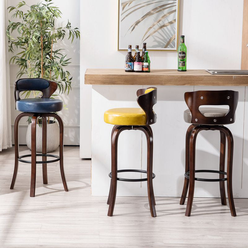 Modern Armless Backrest Counter Stool Wood Kitchen Bar Stool with Pedal and Cushion Clearhalo 'Bar Furniture' 'Bar Stools' 'bar_stools' 'furn' 'furn_bar_stools' 'furniture_bar_stools' 'Kitchen & Dining Furniture' 'kitchen&dining_furn' 'kitchen' 'kitchen_furn' Furniture' 4571085