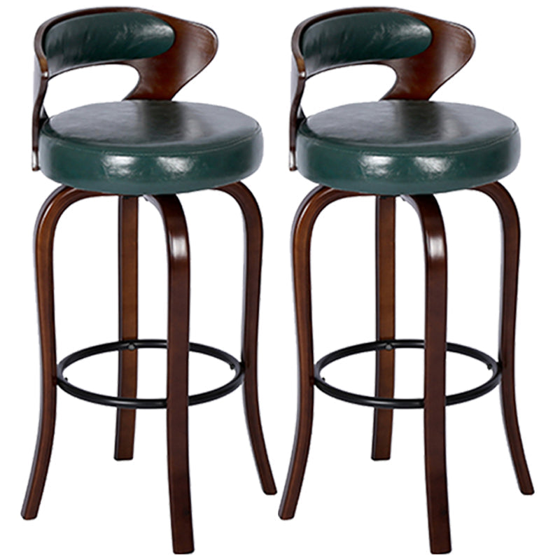 Modern Armless Backrest Counter Stool Wood Kitchen Bar Stool with Pedal and Cushion Blackish Green Brown 2 Piece Set Clearhalo 'Bar Furniture' 'Bar Stools' 'bar_stools' 'furn' 'furn_bar_stools' 'furniture_bar_stools' 'Kitchen & Dining Furniture' 'kitchen&dining_furn' 'kitchen' 'kitchen_furn' Furniture' 4571086