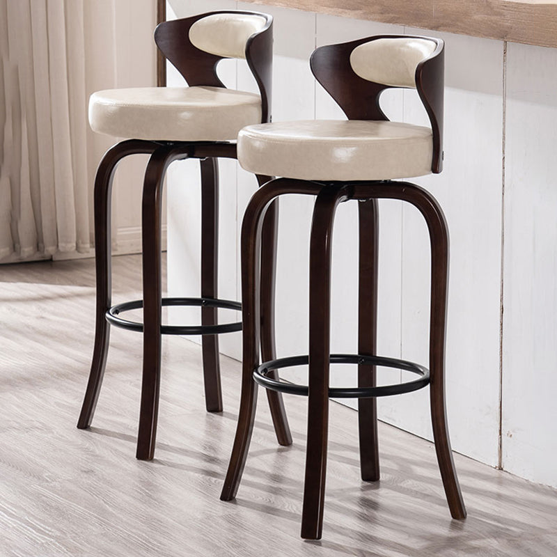 Modern Armless Backrest Counter Stool Wood Kitchen Bar Stool with Pedal and Cushion Clearhalo 'Bar Furniture' 'Bar Stools' 'bar_stools' 'furn' 'furn_bar_stools' 'furniture_bar_stools' 'Kitchen & Dining Furniture' 'kitchen&dining_furn' 'kitchen' 'kitchen_furn' Furniture' 4571099