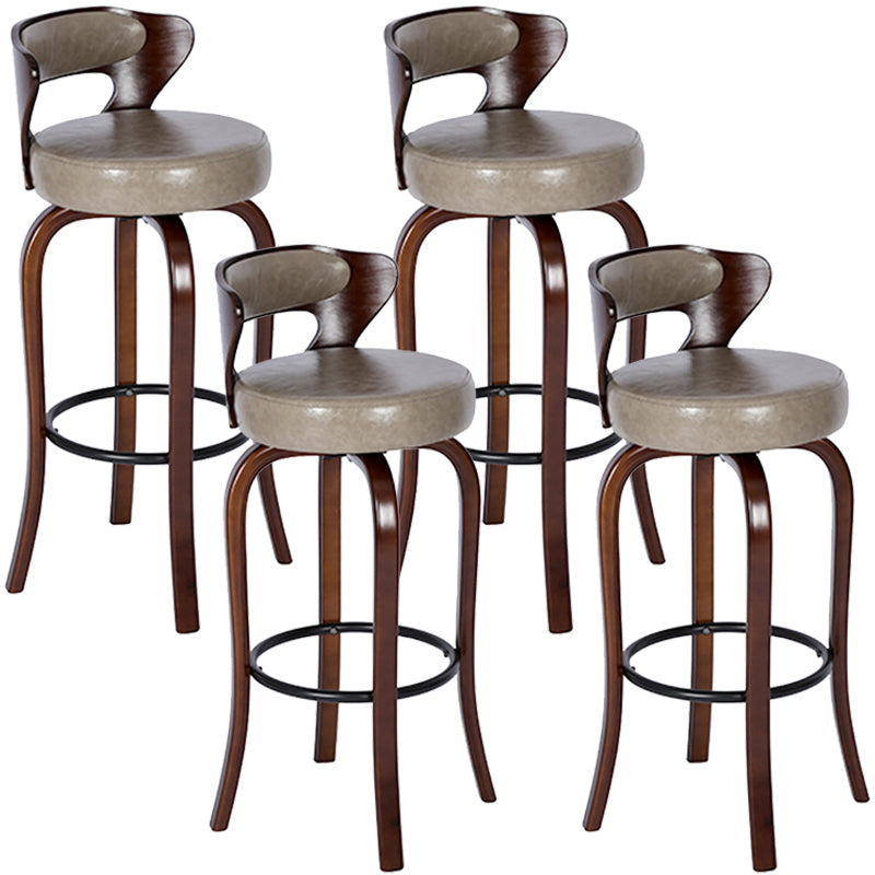 Modern Armless Backrest Counter Stool Wood Kitchen Bar Stool with Pedal and Cushion Light Gray Brown 4 Piece Set Clearhalo 'Bar Furniture' 'Bar Stools' 'bar_stools' 'furn' 'furn_bar_stools' 'furniture_bar_stools' 'Kitchen & Dining Furniture' 'kitchen&dining_furn' 'kitchen' 'kitchen_furn' Furniture' 4571100
