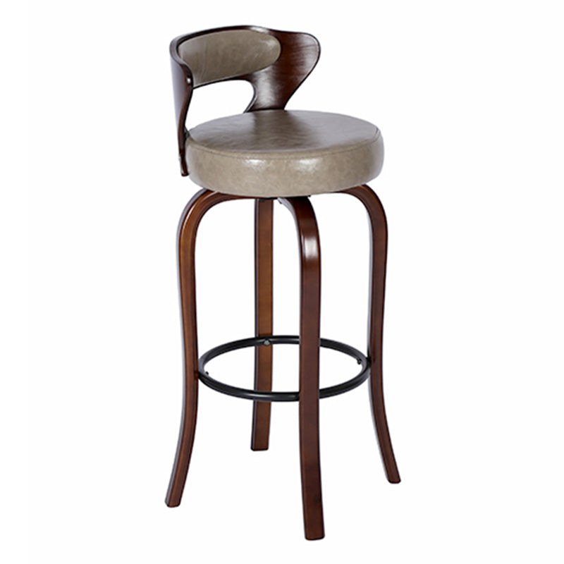 Modern Armless Backrest Counter Stool Wood Kitchen Bar Stool with Pedal and Cushion Light Gray Brown 1 Piece Clearhalo 'Bar Furniture' 'Bar Stools' 'bar_stools' 'furn' 'furn_bar_stools' 'furniture_bar_stools' 'Kitchen & Dining Furniture' 'kitchen&dining_furn' 'kitchen' 'kitchen_furn' Furniture' 4571101