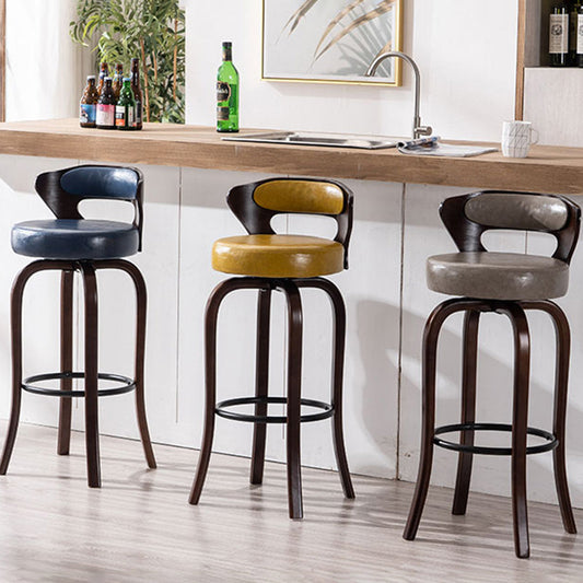 Modern Armless Backrest Counter Stool Wood Kitchen Bar Stool with Pedal and Cushion Clearhalo 'Bar Furniture' 'Bar Stools' 'bar_stools' 'furn' 'furn_bar_stools' 'furniture_bar_stools' 'Kitchen & Dining Furniture' 'kitchen&dining_furn' 'kitchen' 'kitchen_furn' Furniture' 4571102
