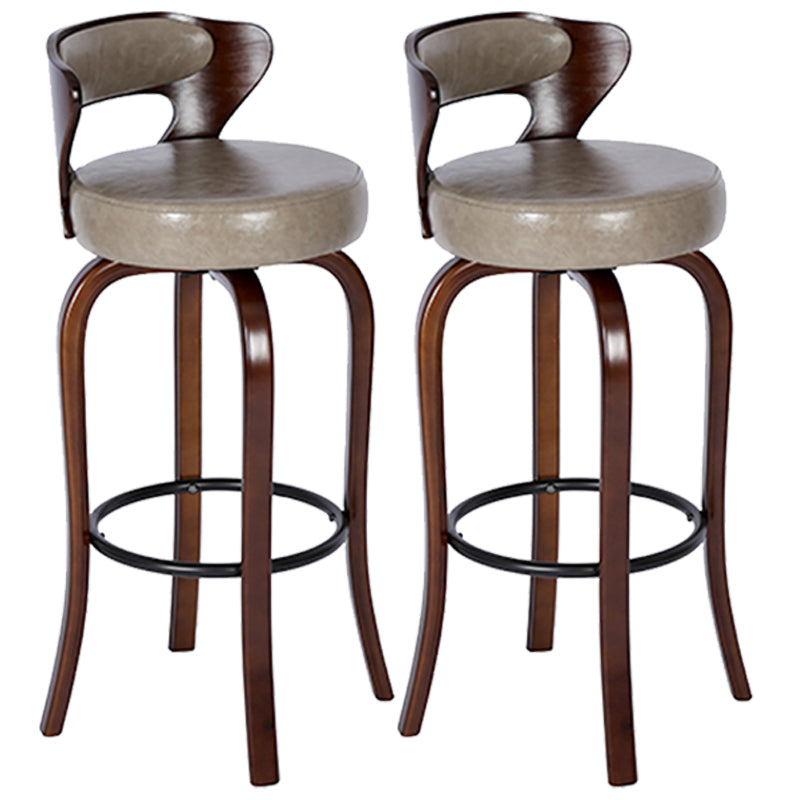 Modern Armless Backrest Counter Stool Wood Kitchen Bar Stool with Pedal and Cushion Light Gray Brown 2 Piece Set Clearhalo 'Bar Furniture' 'Bar Stools' 'bar_stools' 'furn' 'furn_bar_stools' 'furniture_bar_stools' 'Kitchen & Dining Furniture' 'kitchen&dining_furn' 'kitchen' 'kitchen_furn' Furniture' 4571104