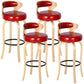 Modern Armless Backrest Counter Stool Wood Kitchen Bar Stool with Pedal and Cushion Red Natural 4 Piece Set Clearhalo 'Bar Furniture' 'Bar Stools' 'bar_stools' 'furn' 'furn_bar_stools' 'furniture_bar_stools' 'Kitchen & Dining Furniture' 'kitchen&dining_furn' 'kitchen' 'kitchen_furn' Furniture' 4571105