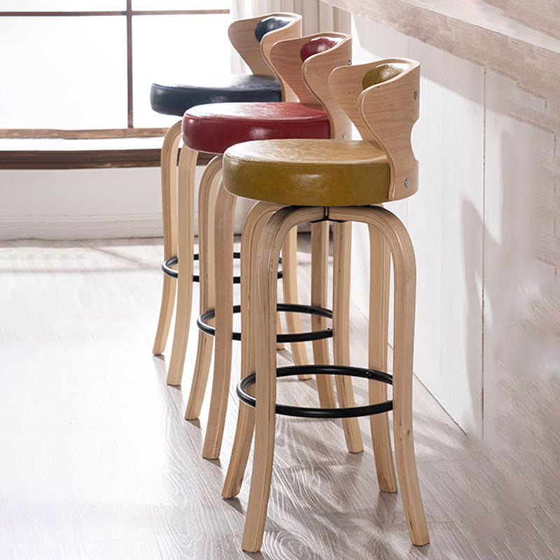 Modern Armless Backrest Counter Stool Wood Kitchen Bar Stool with Pedal and Cushion Clearhalo 'Bar Furniture' 'Bar Stools' 'bar_stools' 'furn' 'furn_bar_stools' 'furniture_bar_stools' 'Kitchen & Dining Furniture' 'kitchen&dining_furn' 'kitchen' 'kitchen_furn' Furniture' 4571106