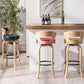 Modern Armless Backrest Counter Stool Wood Kitchen Bar Stool with Pedal and Cushion Clearhalo 'Bar Furniture' 'Bar Stools' 'bar_stools' 'furn' 'furn_bar_stools' 'furniture_bar_stools' 'Kitchen & Dining Furniture' 'kitchen&dining_furn' 'kitchen' 'kitchen_furn' Furniture' 4571107