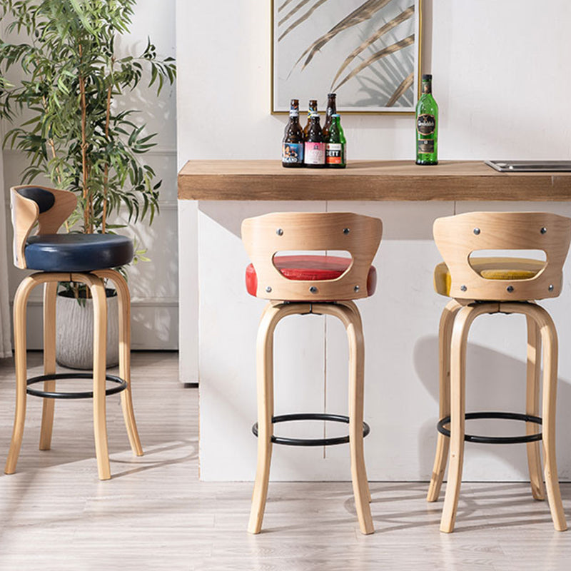 Modern Armless Backrest Counter Stool Wood Kitchen Bar Stool with Pedal and Cushion Clearhalo 'Bar Furniture' 'Bar Stools' 'bar_stools' 'furn' 'furn_bar_stools' 'furniture_bar_stools' 'Kitchen & Dining Furniture' 'kitchen&dining_furn' 'kitchen' 'kitchen_furn' Furniture' 4571107