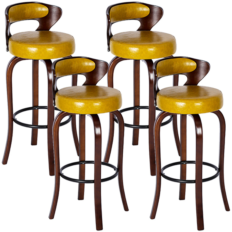 Modern Armless Backrest Counter Stool Wood Kitchen Bar Stool with Pedal and Cushion Ginger Brown 4 Piece Set Clearhalo 'Bar Furniture' 'Bar Stools' 'bar_stools' 'furn' 'furn_bar_stools' 'furniture_bar_stools' 'Kitchen & Dining Furniture' 'kitchen&dining_furn' 'kitchen' 'kitchen_furn' Furniture' 4571113