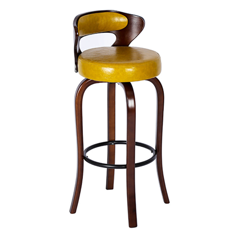 Modern Armless Backrest Counter Stool Wood Kitchen Bar Stool with Pedal and Cushion Ginger Brown 1 Piece Clearhalo 'Bar Furniture' 'Bar Stools' 'bar_stools' 'furn' 'furn_bar_stools' 'furniture_bar_stools' 'Kitchen & Dining Furniture' 'kitchen&dining_furn' 'kitchen' 'kitchen_furn' Furniture' 4571114