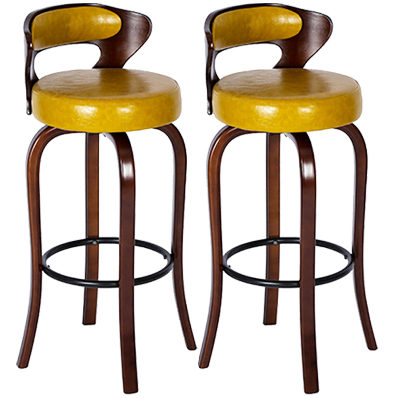 Modern Armless Backrest Counter Stool Wood Kitchen Bar Stool with Pedal and Cushion Ginger Brown 2 Piece Set Clearhalo 'Bar Furniture' 'Bar Stools' 'bar_stools' 'furn' 'furn_bar_stools' 'furniture_bar_stools' 'Kitchen & Dining Furniture' 'kitchen&dining_furn' 'kitchen' 'kitchen_furn' Furniture' 4571115