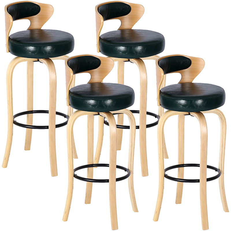 Modern Armless Backrest Counter Stool Wood Kitchen Bar Stool with Pedal and Cushion Blackish Green Natural 4 Piece Set Clearhalo 'Bar Furniture' 'Bar Stools' 'bar_stools' 'furn' 'furn_bar_stools' 'furniture_bar_stools' 'Kitchen & Dining Furniture' 'kitchen&dining_furn' 'kitchen' 'kitchen_furn' Furniture' 4571116