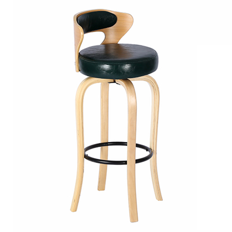 Modern Armless Backrest Counter Stool Wood Kitchen Bar Stool with Pedal and Cushion Blackish Green Natural 1 Piece Clearhalo 'Bar Furniture' 'Bar Stools' 'bar_stools' 'furn' 'furn_bar_stools' 'furniture_bar_stools' 'Kitchen & Dining Furniture' 'kitchen&dining_furn' 'kitchen' 'kitchen_furn' Furniture' 4571117