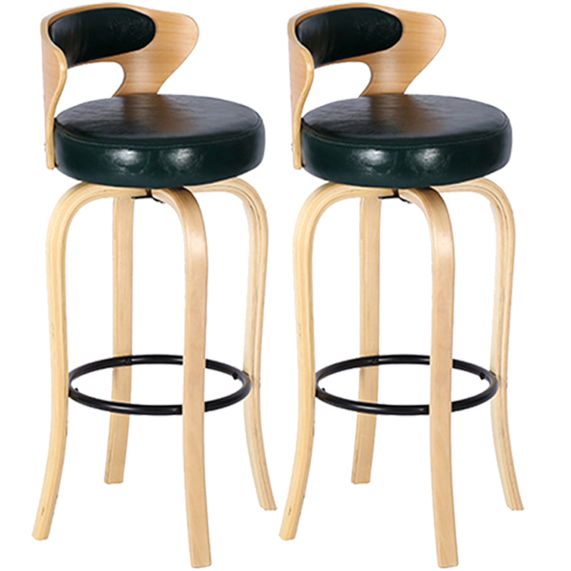 Modern Armless Backrest Counter Stool Wood Kitchen Bar Stool with Pedal and Cushion Blackish Green Natural 2 Piece Set Clearhalo 'Bar Furniture' 'Bar Stools' 'bar_stools' 'furn' 'furn_bar_stools' 'furniture_bar_stools' 'Kitchen & Dining Furniture' 'kitchen&dining_furn' 'kitchen' 'kitchen_furn' Furniture' 4571118