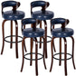 Modern Armless Backrest Counter Stool Wood Kitchen Bar Stool with Pedal and Cushion Dark Blue Brown 4 Piece Set Clearhalo 'Bar Furniture' 'Bar Stools' 'bar_stools' 'furn' 'furn_bar_stools' 'furniture_bar_stools' 'Kitchen & Dining Furniture' 'kitchen&dining_furn' 'kitchen' 'kitchen_furn' Furniture' 4571119