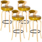 Modern Armless Backrest Counter Stool Wood Kitchen Bar Stool with Pedal and Cushion Ginger Natural 4 Piece Set Clearhalo 'Bar Furniture' 'Bar Stools' 'bar_stools' 'furn' 'furn_bar_stools' 'furniture_bar_stools' 'Kitchen & Dining Furniture' 'kitchen&dining_furn' 'kitchen' 'kitchen_furn' Furniture' 4571122