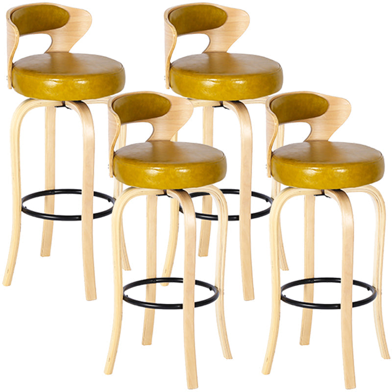Modern Armless Backrest Counter Stool Wood Kitchen Bar Stool with Pedal and Cushion Ginger Natural 4 Piece Set Clearhalo 'Bar Furniture' 'Bar Stools' 'bar_stools' 'furn' 'furn_bar_stools' 'furniture_bar_stools' 'Kitchen & Dining Furniture' 'kitchen&dining_furn' 'kitchen' 'kitchen_furn' Furniture' 4571122