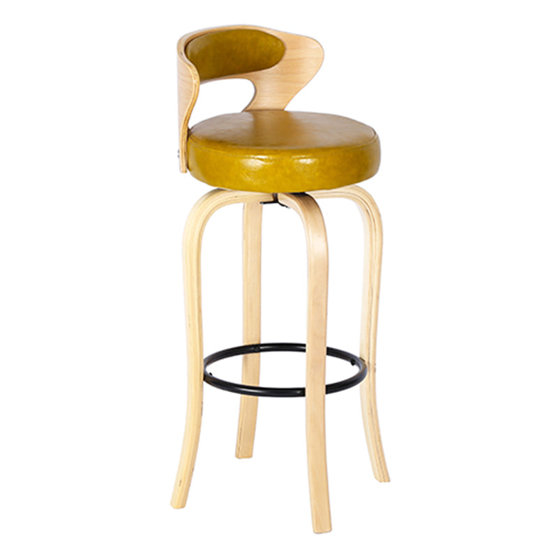 Modern Armless Backrest Counter Stool Wood Kitchen Bar Stool with Pedal and Cushion Ginger Natural 1 Piece Clearhalo 'Bar Furniture' 'Bar Stools' 'bar_stools' 'furn' 'furn_bar_stools' 'furniture_bar_stools' 'Kitchen & Dining Furniture' 'kitchen&dining_furn' 'kitchen' 'kitchen_furn' Furniture' 4571123