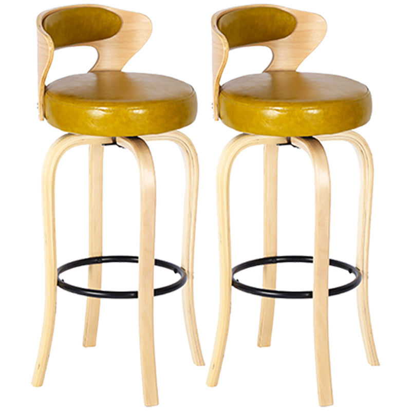 Modern Armless Backrest Counter Stool Wood Kitchen Bar Stool with Pedal and Cushion Ginger Natural 2 Piece Set Clearhalo 'Bar Furniture' 'Bar Stools' 'bar_stools' 'furn' 'furn_bar_stools' 'furniture_bar_stools' 'Kitchen & Dining Furniture' 'kitchen&dining_furn' 'kitchen' 'kitchen_furn' Furniture' 4571124