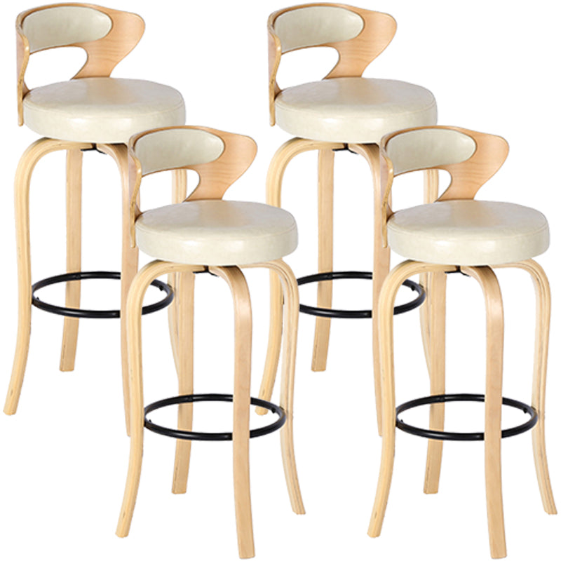 Modern Armless Backrest Counter Stool Wood Kitchen Bar Stool with Pedal and Cushion Off-White Natural 4 Piece Set Clearhalo 'Bar Furniture' 'Bar Stools' 'bar_stools' 'furn' 'furn_bar_stools' 'furniture_bar_stools' 'Kitchen & Dining Furniture' 'kitchen&dining_furn' 'kitchen' 'kitchen_furn' Furniture' 4571125