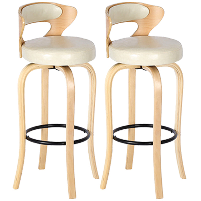 Modern Armless Backrest Counter Stool Wood Kitchen Bar Stool with Pedal and Cushion Off-White Natural 2 Piece Set Clearhalo 'Bar Furniture' 'Bar Stools' 'bar_stools' 'furn' 'furn_bar_stools' 'furniture_bar_stools' 'Kitchen & Dining Furniture' 'kitchen&dining_furn' 'kitchen' 'kitchen_furn' Furniture' 4571127