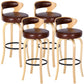 Modern Armless Backrest Counter Stool Wood Kitchen Bar Stool with Pedal and Cushion Dark Brown Natural 4 Piece Set Clearhalo 'Bar Furniture' 'Bar Stools' 'bar_stools' 'furn' 'furn_bar_stools' 'furniture_bar_stools' 'Kitchen & Dining Furniture' 'kitchen&dining_furn' 'kitchen' 'kitchen_furn' Furniture' 4571128