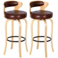 Modern Armless Backrest Counter Stool Wood Kitchen Bar Stool with Pedal and Cushion Dark Brown Natural 2 Piece Set Clearhalo 'Bar Furniture' 'Bar Stools' 'bar_stools' 'furn' 'furn_bar_stools' 'furniture_bar_stools' 'Kitchen & Dining Furniture' 'kitchen&dining_furn' 'kitchen' 'kitchen_furn' Furniture' 4571130