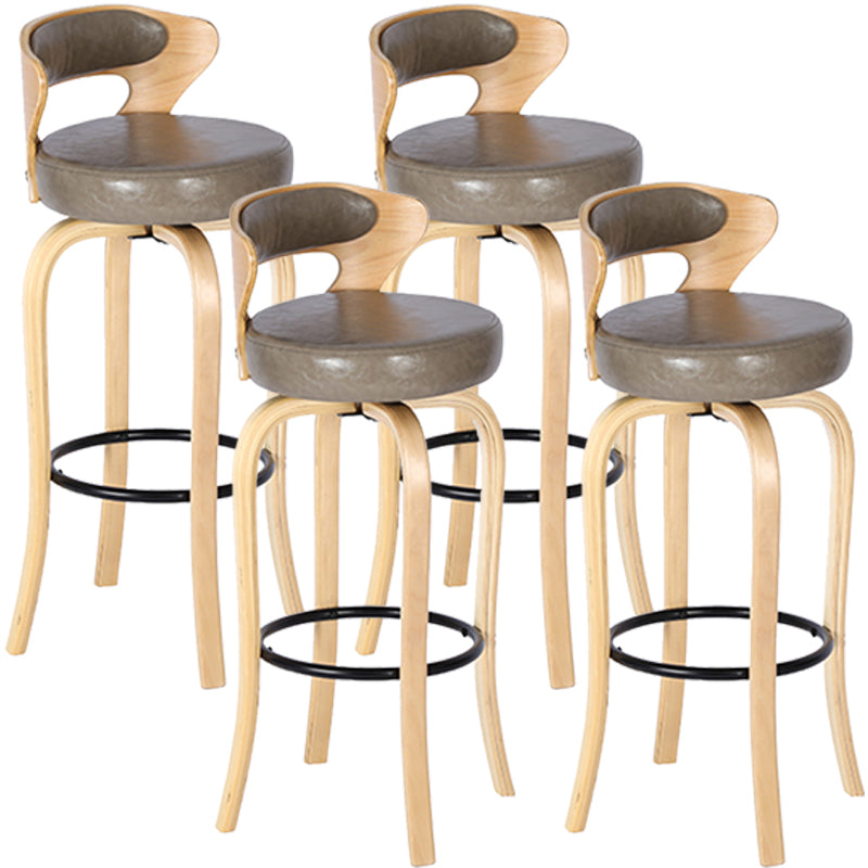 Modern Armless Backrest Counter Stool Wood Kitchen Bar Stool with Pedal and Cushion Light Gray Natural 4 Piece Set Clearhalo 'Bar Furniture' 'Bar Stools' 'bar_stools' 'furn' 'furn_bar_stools' 'furniture_bar_stools' 'Kitchen & Dining Furniture' 'kitchen&dining_furn' 'kitchen' 'kitchen_furn' Furniture' 4571131