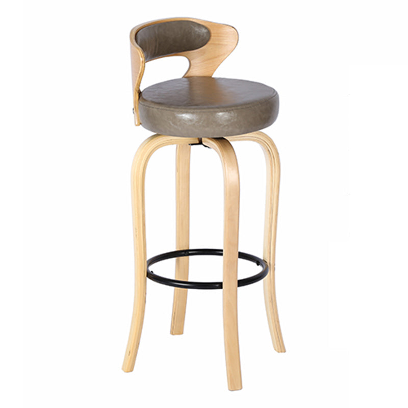 Modern Armless Backrest Counter Stool Wood Kitchen Bar Stool with Pedal and Cushion Light Gray Natural 1 Piece Clearhalo 'Bar Furniture' 'Bar Stools' 'bar_stools' 'furn' 'furn_bar_stools' 'furniture_bar_stools' 'Kitchen & Dining Furniture' 'kitchen&dining_furn' 'kitchen' 'kitchen_furn' Furniture' 4571132
