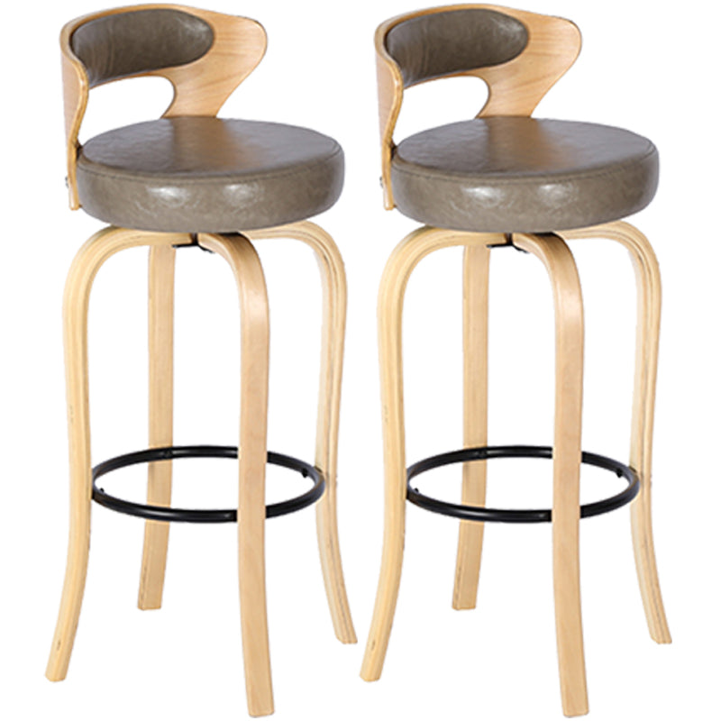 Modern Armless Backrest Counter Stool Wood Kitchen Bar Stool with Pedal and Cushion Light Gray Natural 2 Piece Set Clearhalo 'Bar Furniture' 'Bar Stools' 'bar_stools' 'furn' 'furn_bar_stools' 'furniture_bar_stools' 'Kitchen & Dining Furniture' 'kitchen&dining_furn' 'kitchen' 'kitchen_furn' Furniture' 4571133