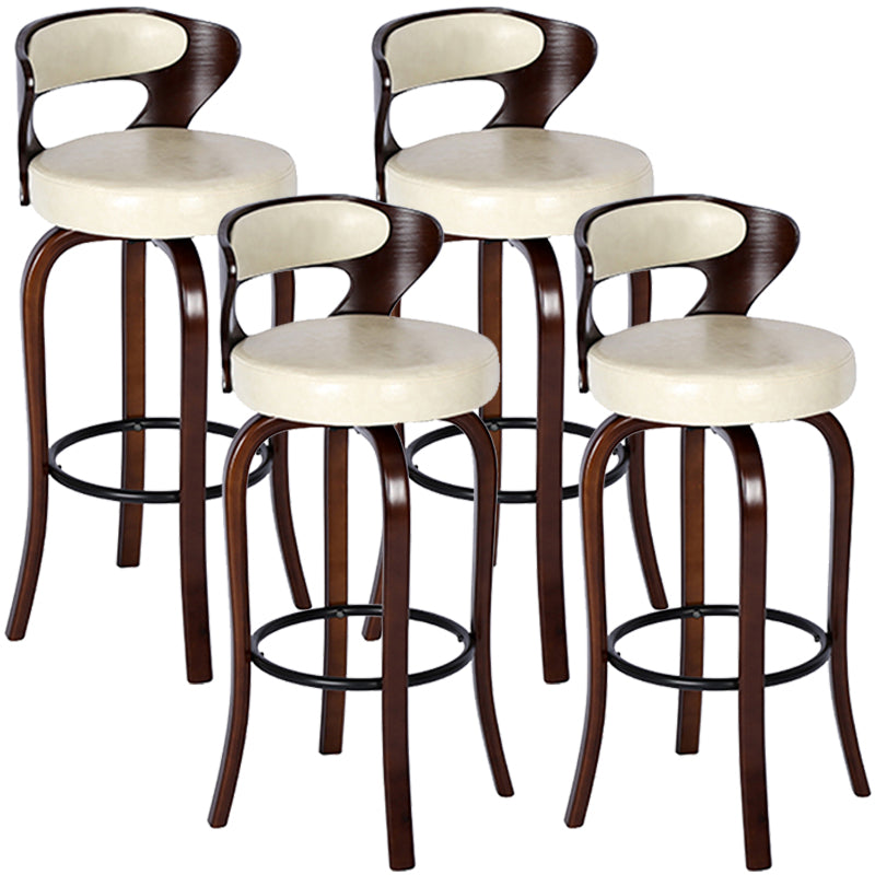 Modern Armless Backrest Counter Stool Wood Kitchen Bar Stool with Pedal and Cushion Off-White Brown 4 Piece Set Clearhalo 'Bar Furniture' 'Bar Stools' 'bar_stools' 'furn' 'furn_bar_stools' 'furniture_bar_stools' 'Kitchen & Dining Furniture' 'kitchen&dining_furn' 'kitchen' 'kitchen_furn' Furniture' 4571134