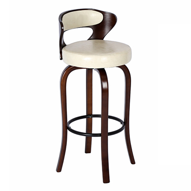 Modern Armless Backrest Counter Stool Wood Kitchen Bar Stool with Pedal and Cushion Off-White Brown 1 Piece Clearhalo 'Bar Furniture' 'Bar Stools' 'bar_stools' 'furn' 'furn_bar_stools' 'furniture_bar_stools' 'Kitchen & Dining Furniture' 'kitchen&dining_furn' 'kitchen' 'kitchen_furn' Furniture' 4571135