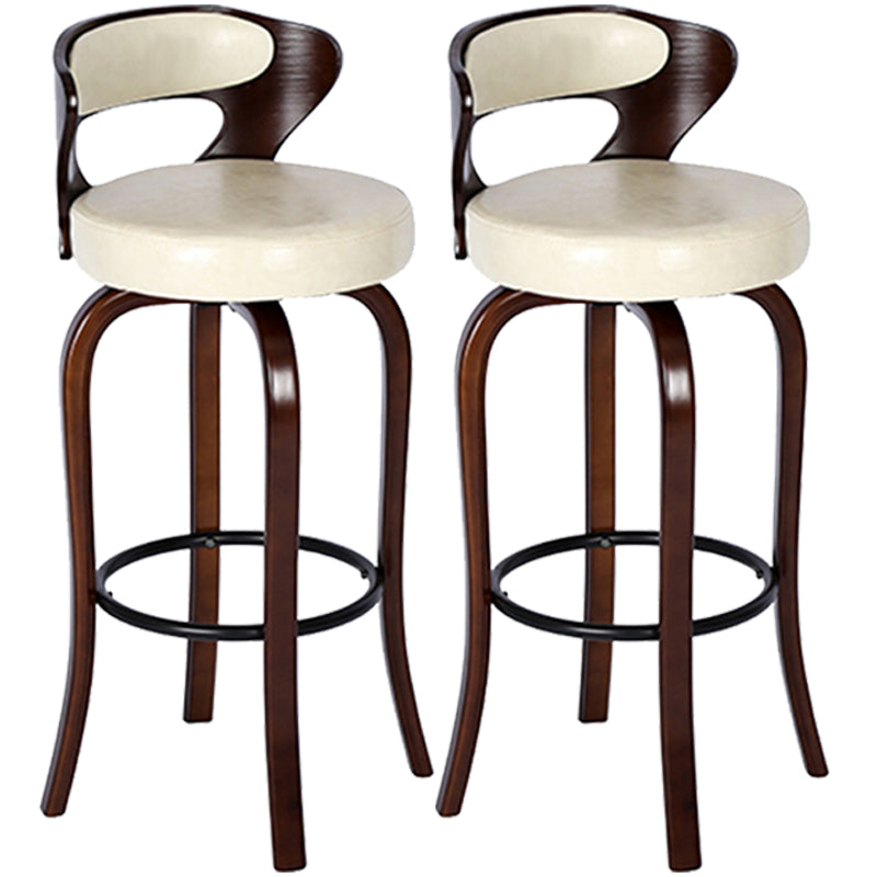 Modern Armless Backrest Counter Stool Wood Kitchen Bar Stool with Pedal and Cushion Off-White Brown 2 Piece Set Clearhalo 'Bar Furniture' 'Bar Stools' 'bar_stools' 'furn' 'furn_bar_stools' 'furniture_bar_stools' 'Kitchen & Dining Furniture' 'kitchen&dining_furn' 'kitchen' 'kitchen_furn' Furniture' 4571136