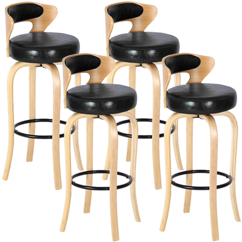 Modern Armless Backrest Counter Stool Wood Kitchen Bar Stool with Pedal and Cushion Black Natural 4 Piece Set Clearhalo 'Bar Furniture' 'Bar Stools' 'bar_stools' 'furn' 'furn_bar_stools' 'furniture_bar_stools' 'Kitchen & Dining Furniture' 'kitchen&dining_furn' 'kitchen' 'kitchen_furn' Furniture' 4571137