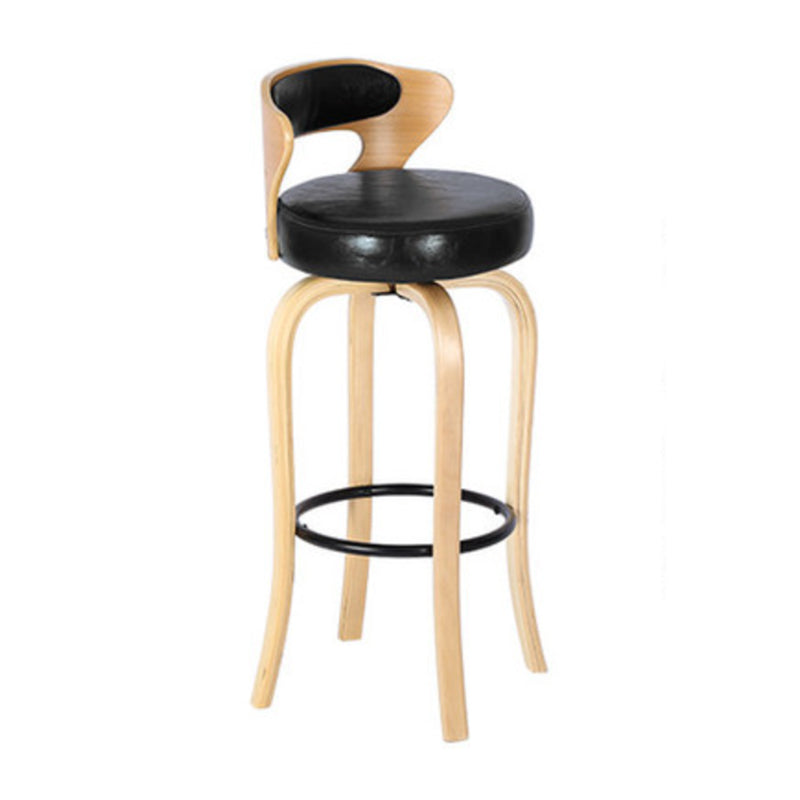 Modern Armless Backrest Counter Stool Wood Kitchen Bar Stool with Pedal and Cushion Black Natural 1 Piece Clearhalo 'Bar Furniture' 'Bar Stools' 'bar_stools' 'furn' 'furn_bar_stools' 'furniture_bar_stools' 'Kitchen & Dining Furniture' 'kitchen&dining_furn' 'kitchen' 'kitchen_furn' Furniture' 4571138