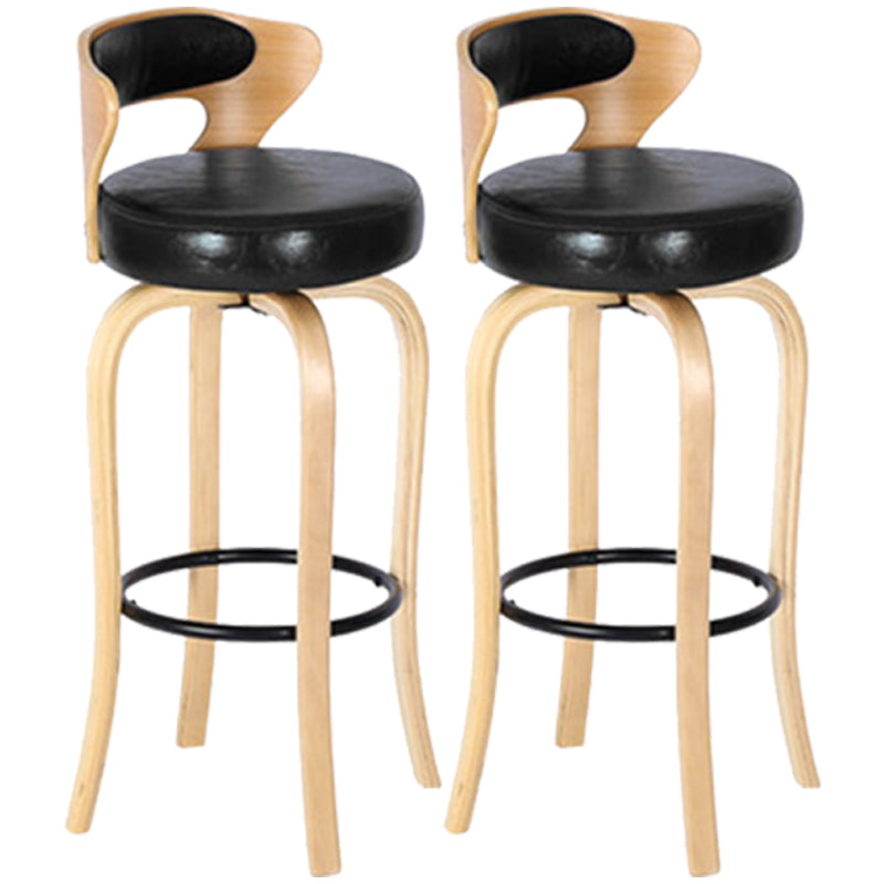 Modern Armless Backrest Counter Stool Wood Kitchen Bar Stool with Pedal and Cushion Black Natural 2 Piece Set Clearhalo 'Bar Furniture' 'Bar Stools' 'bar_stools' 'furn' 'furn_bar_stools' 'furniture_bar_stools' 'Kitchen & Dining Furniture' 'kitchen&dining_furn' 'kitchen' 'kitchen_furn' Furniture' 4571139