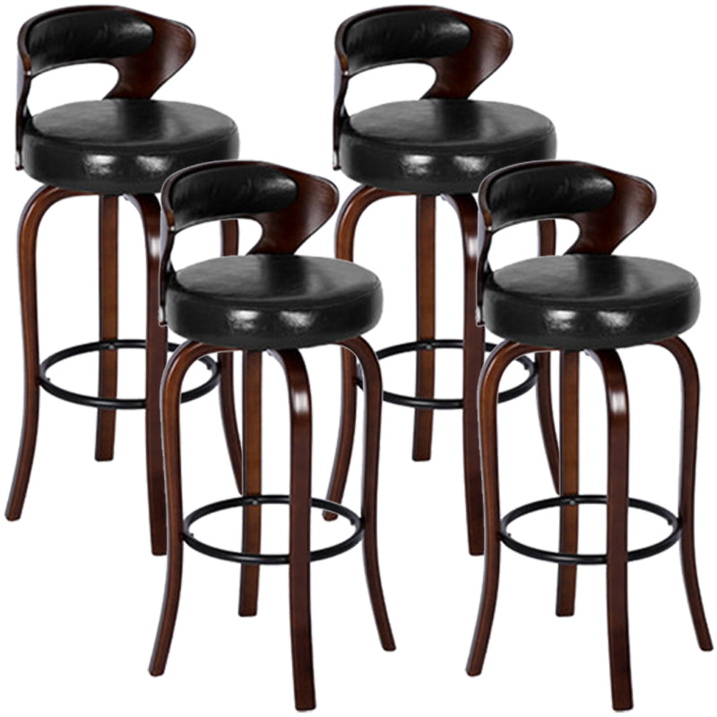 Modern Armless Backrest Counter Stool Wood Kitchen Bar Stool with Pedal and Cushion Black Brown 4 Piece Set Clearhalo 'Bar Furniture' 'Bar Stools' 'bar_stools' 'furn' 'furn_bar_stools' 'furniture_bar_stools' 'Kitchen & Dining Furniture' 'kitchen&dining_furn' 'kitchen' 'kitchen_furn' Furniture' 4571140