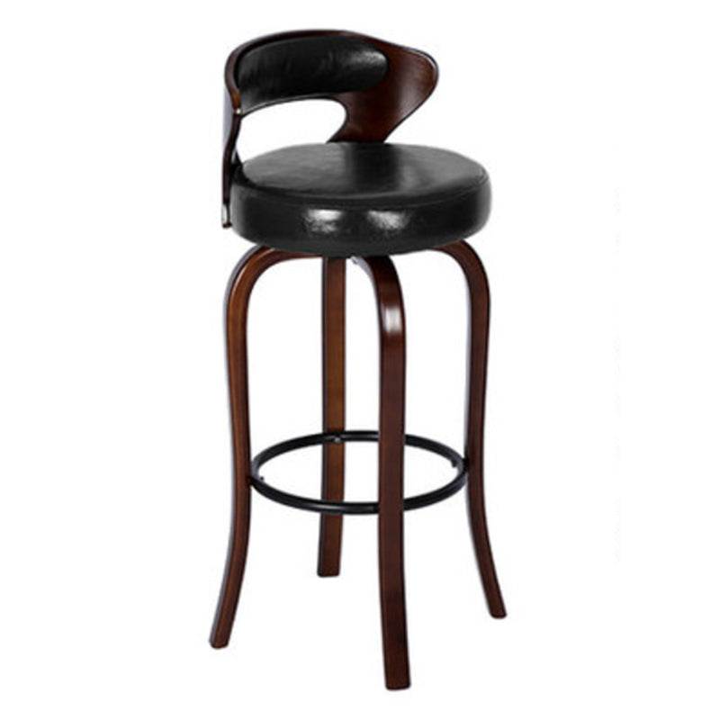 Modern Armless Backrest Counter Stool Wood Kitchen Bar Stool with Pedal and Cushion Black Brown 1 Piece Clearhalo 'Bar Furniture' 'Bar Stools' 'bar_stools' 'furn' 'furn_bar_stools' 'furniture_bar_stools' 'Kitchen & Dining Furniture' 'kitchen&dining_furn' 'kitchen' 'kitchen_furn' Furniture' 4571141