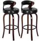 Modern Armless Backrest Counter Stool Wood Kitchen Bar Stool with Pedal and Cushion Black Brown 2 Piece Set Clearhalo 'Bar Furniture' 'Bar Stools' 'bar_stools' 'furn' 'furn_bar_stools' 'furniture_bar_stools' 'Kitchen & Dining Furniture' 'kitchen&dining_furn' 'kitchen' 'kitchen_furn' Furniture' 4571142