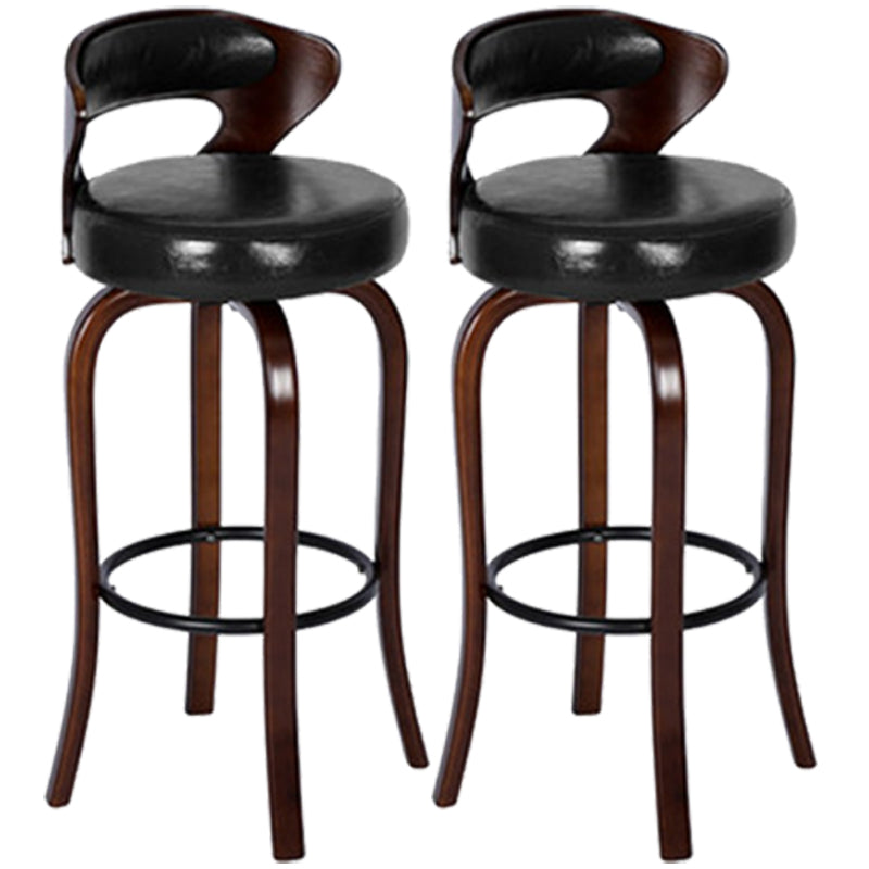 Modern Armless Backrest Counter Stool Wood Kitchen Bar Stool with Pedal and Cushion Black Brown 2 Piece Set Clearhalo 'Bar Furniture' 'Bar Stools' 'bar_stools' 'furn' 'furn_bar_stools' 'furniture_bar_stools' 'Kitchen & Dining Furniture' 'kitchen&dining_furn' 'kitchen' 'kitchen_furn' Furniture' 4571142