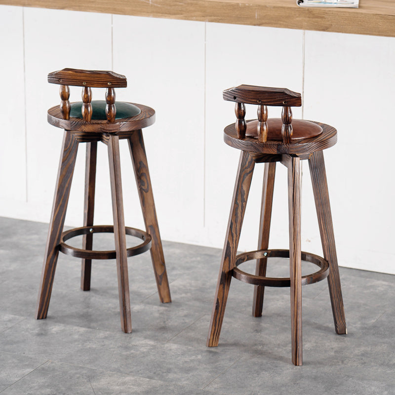 Modern Rotatable Backrest Counter Stool Wood Bar Stool with Leather Cushion and Pedal Clearhalo 'Bar Furniture' 'Bar Stools' 'bar_stools' 'furn' 'furn_bar_stools' 'furniture_bar_stools' 'Kitchen & Dining Furniture' 'kitchen&dining_furn' 'kitchen' 'kitchen_furn' Furniture' 4571144