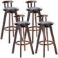 Modern Rotatable Backrest Counter Stool Wood Bar Stool with Leather Cushion and Pedal Grey Brown 4 Piece Set Clearhalo 'Bar Furniture' 'Bar Stools' 'bar_stools' 'furn' 'furn_bar_stools' 'furniture_bar_stools' 'Kitchen & Dining Furniture' 'kitchen&dining_furn' 'kitchen' 'kitchen_furn' Furniture' 4571145