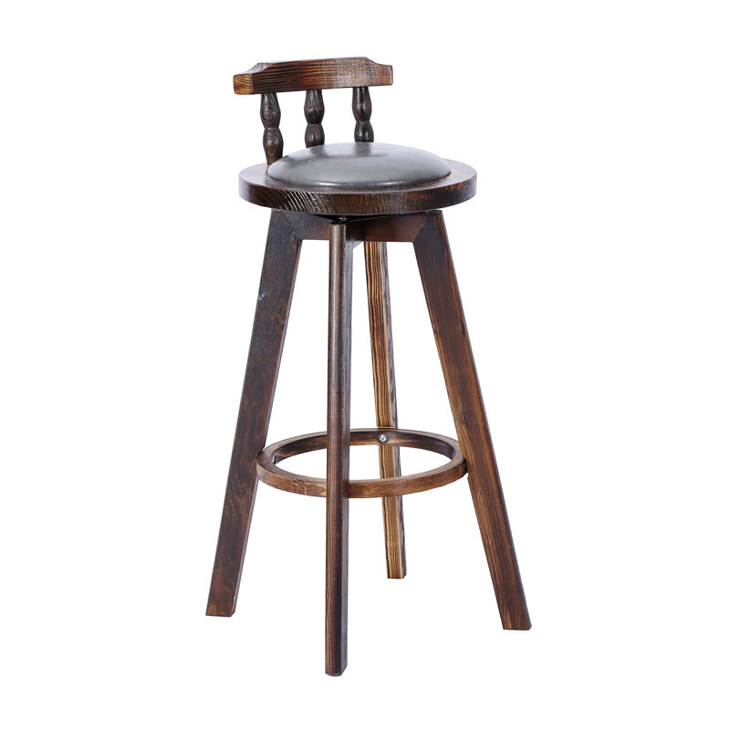 Modern Rotatable Backrest Counter Stool Wood Bar Stool with Leather Cushion and Pedal Grey Brown 1 Piece Clearhalo 'Bar Furniture' 'Bar Stools' 'bar_stools' 'furn' 'furn_bar_stools' 'furniture_bar_stools' 'Kitchen & Dining Furniture' 'kitchen&dining_furn' 'kitchen' 'kitchen_furn' Furniture' 4571147