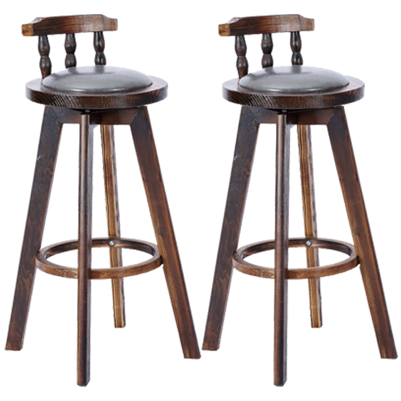 Modern Rotatable Backrest Counter Stool Wood Bar Stool with Leather Cushion and Pedal Grey Brown 2 Piece Set Clearhalo 'Bar Furniture' 'Bar Stools' 'bar_stools' 'furn' 'furn_bar_stools' 'furniture_bar_stools' 'Kitchen & Dining Furniture' 'kitchen&dining_furn' 'kitchen' 'kitchen_furn' Furniture' 4571148
