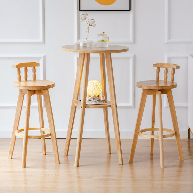 Modern Rotatable Backrest Counter Stool Wood Bar Stool with Leather Cushion and Pedal Clearhalo 'Bar Furniture' 'Bar Stools' 'bar_stools' 'furn' 'furn_bar_stools' 'furniture_bar_stools' 'Kitchen & Dining Furniture' 'kitchen&dining_furn' 'kitchen' 'kitchen_furn' Furniture' 4571149