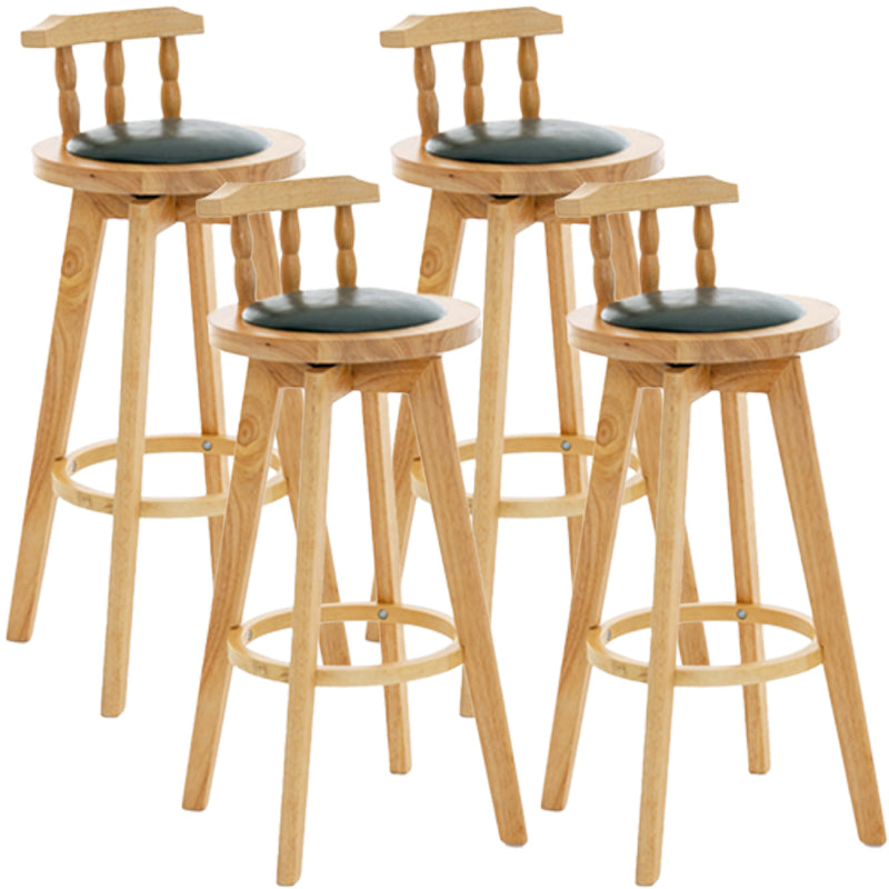 Modern Rotatable Backrest Counter Stool Wood Bar Stool with Leather Cushion and Pedal Blackish Green Natural 4 Piece Set Clearhalo 'Bar Furniture' 'Bar Stools' 'bar_stools' 'furn' 'furn_bar_stools' 'furniture_bar_stools' 'Kitchen & Dining Furniture' 'kitchen&dining_furn' 'kitchen' 'kitchen_furn' Furniture' 4571150